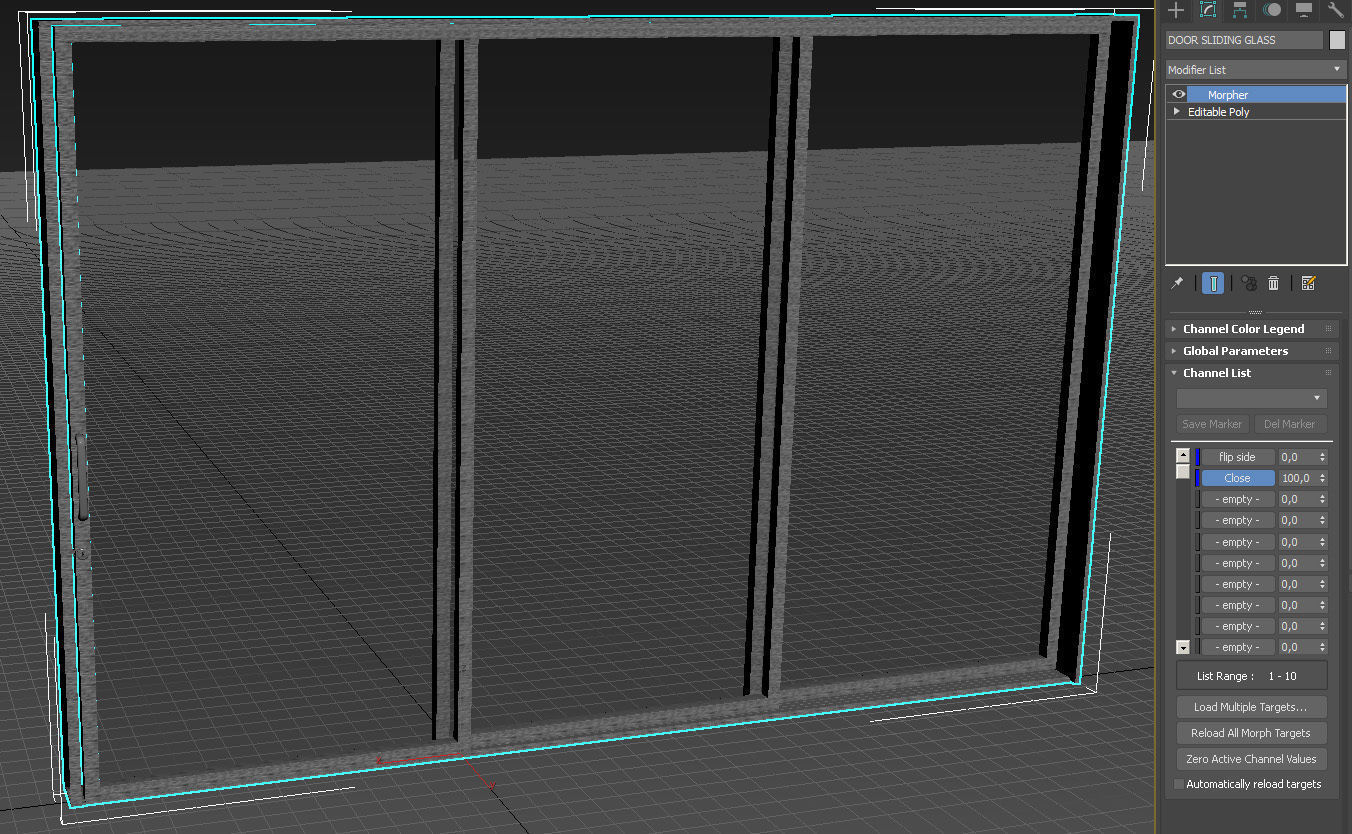 Sliding glass door and frame 3D model_16