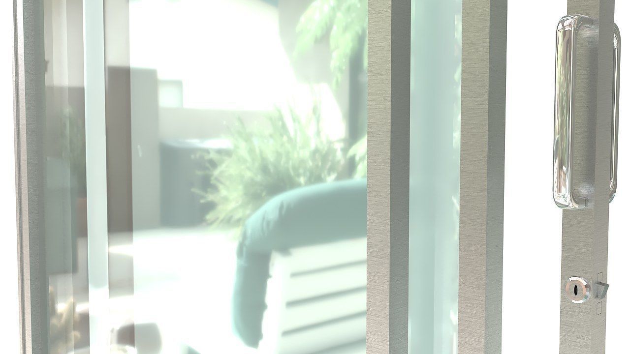 Sliding glass door and frame 3D model_4