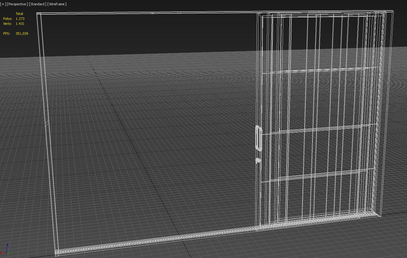Sliding glass door and frame 3D model_18