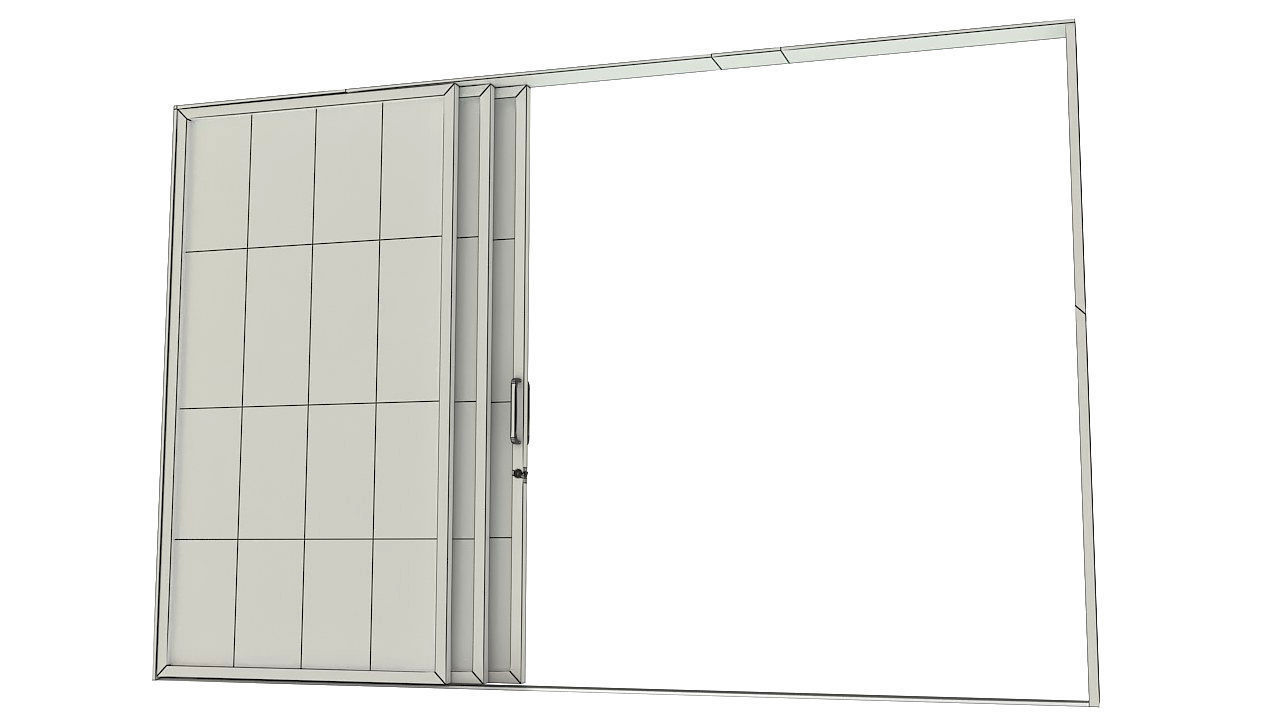 Sliding glass door and frame 3D model_10