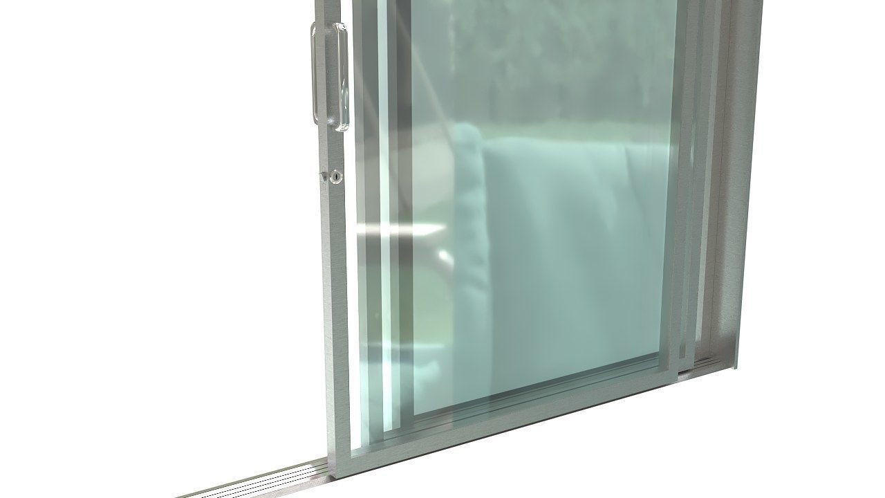 Sliding glass door and frame 3D model_6