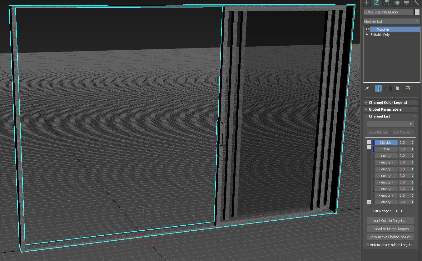 Sliding glass door and frame 3D model_14