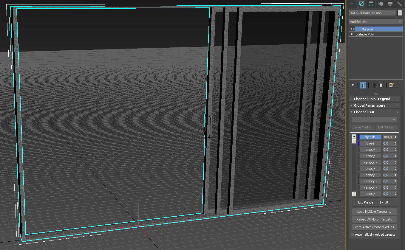 Sliding glass door and frame 3D model_15