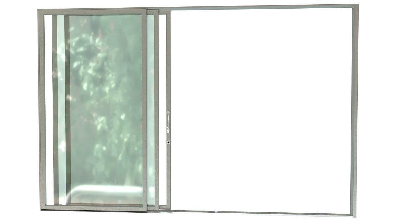 Sliding glass door and frame 3D model_2