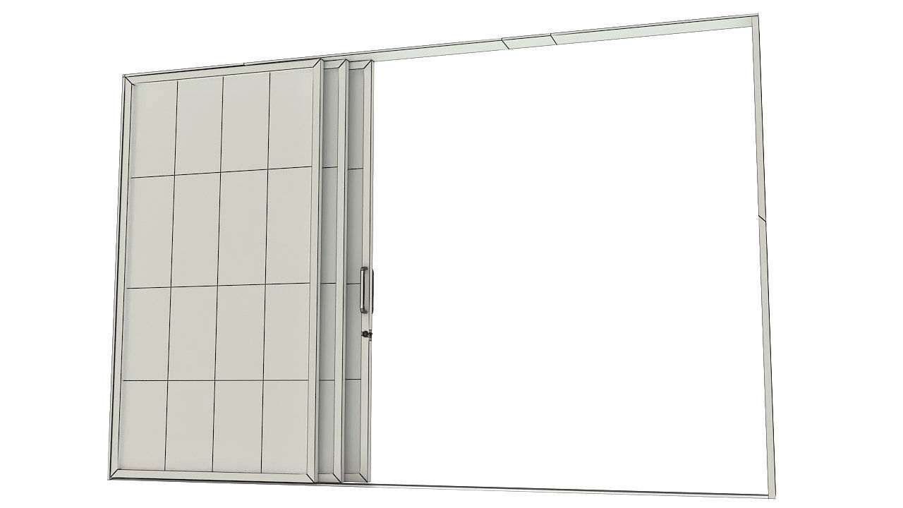 Sliding glass door and frame 3D model_9