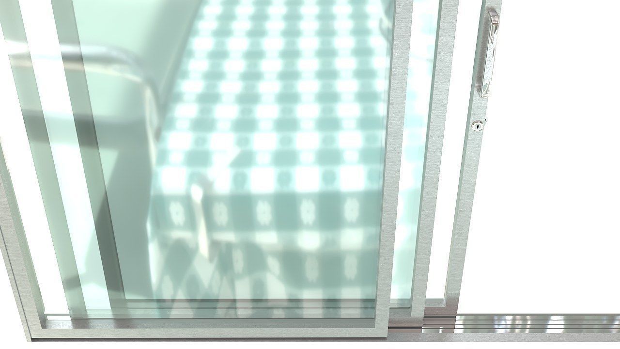 Sliding glass door and frame 3D model_3