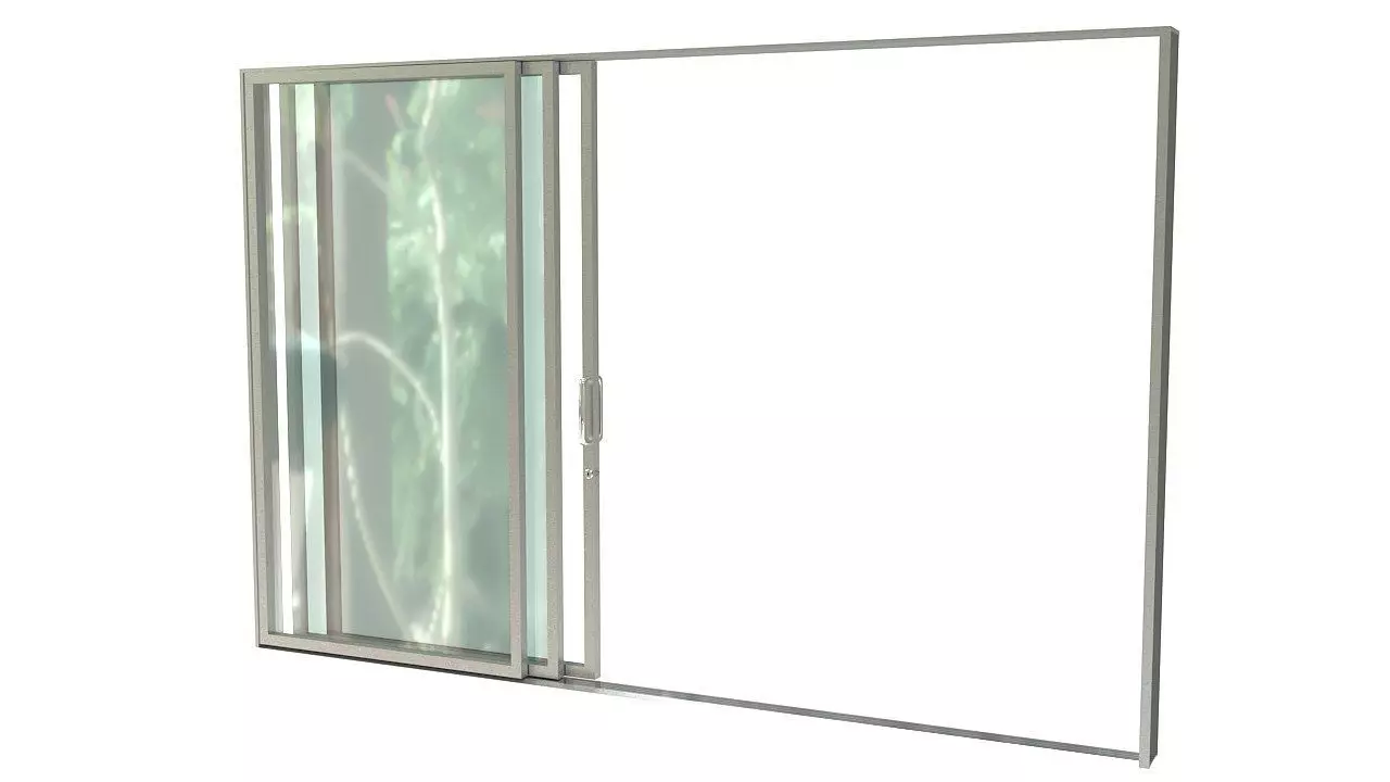 Sliding glass door and frame 3D model_0