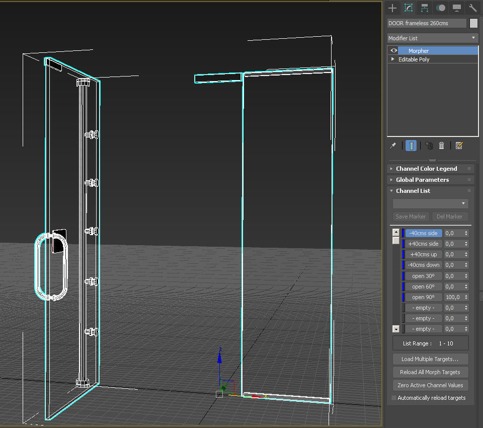 Frameless tempered glass door 3D model_23