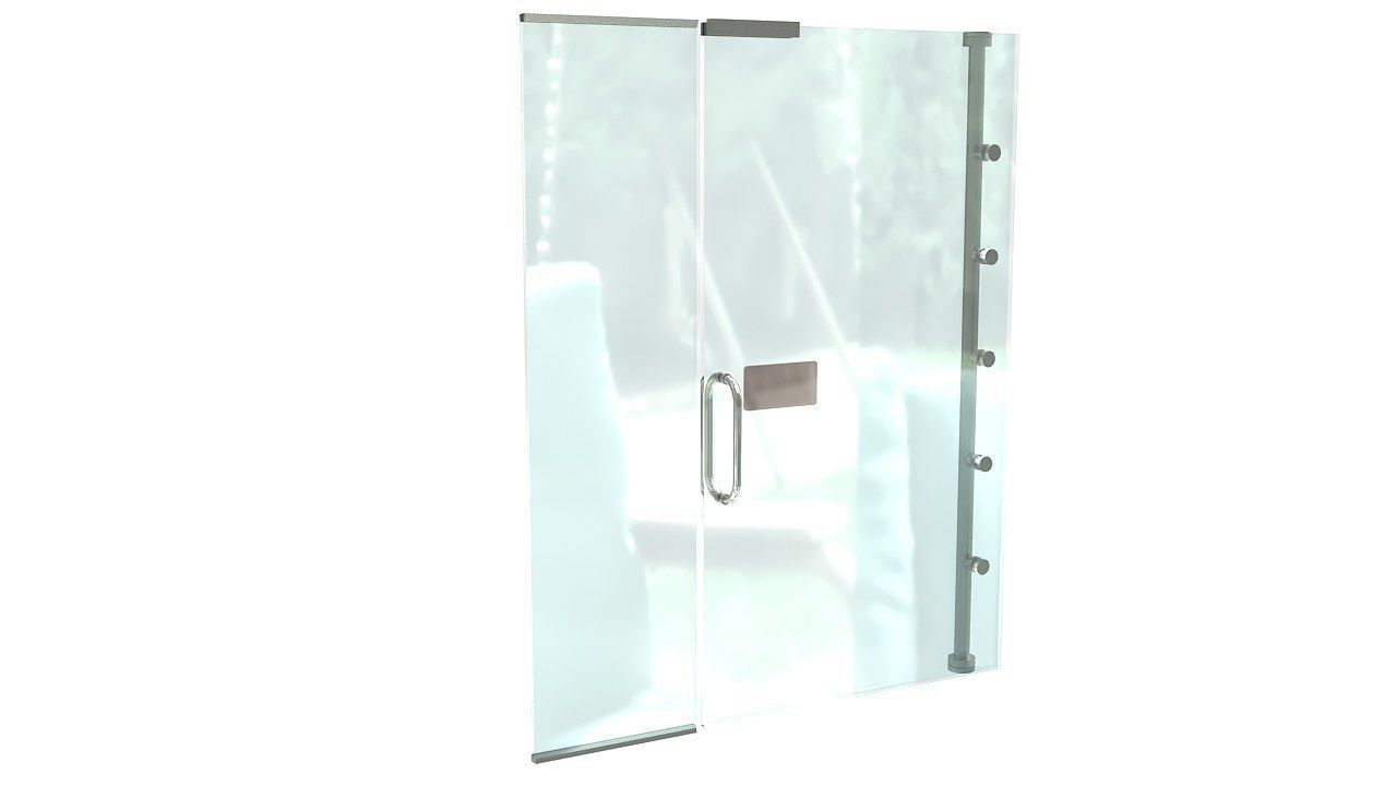 Frameless tempered glass door 3D model_7