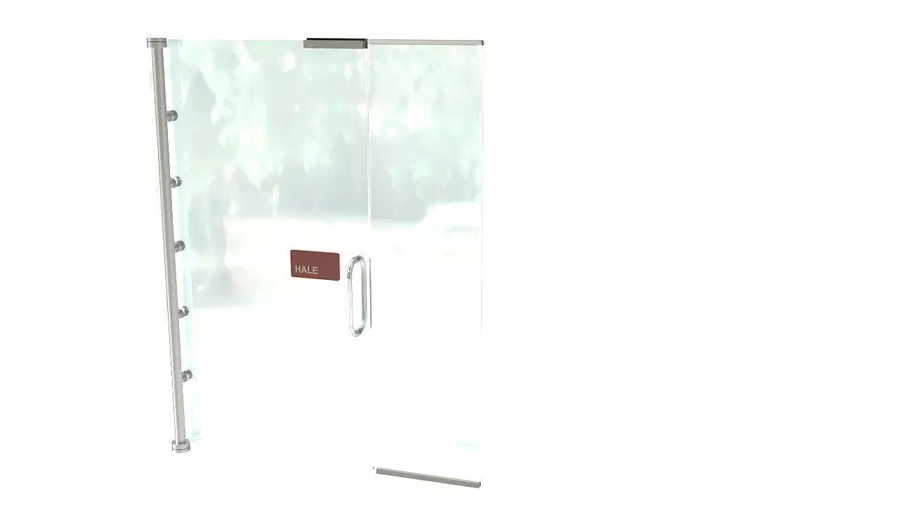 Frameless tempered glass door 3D model_0