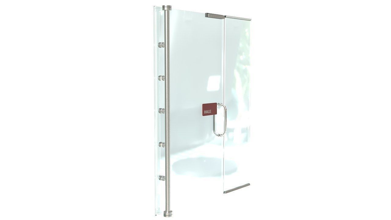 Frameless tempered glass door 3D model_3