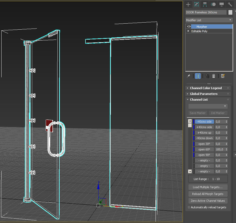 Frameless tempered glass door 3D model_22