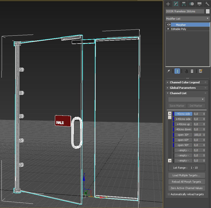 Frameless tempered glass door 3D model_21
