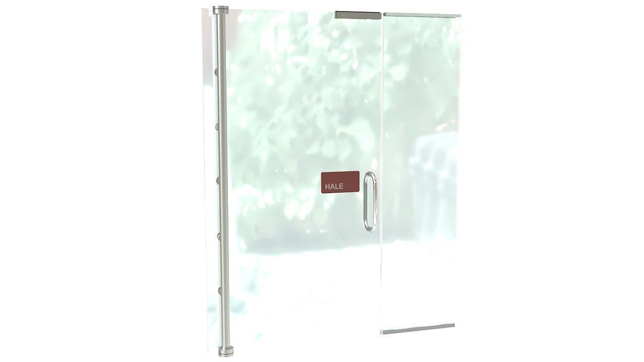 Frameless tempered glass door 3D model_2