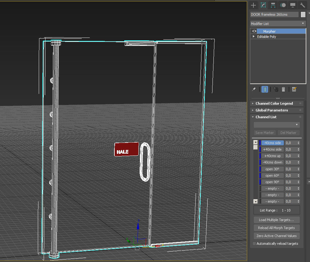 Frameless tempered glass door 3D model_16