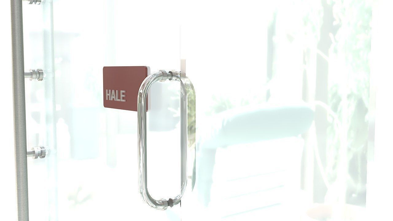 Frameless tempered glass door 3D model_6