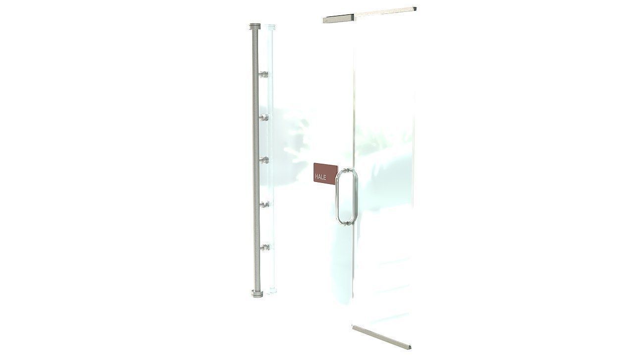 Frameless tempered glass door 3D model_5