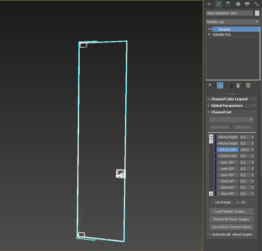 Frameless tempered single glass door 3D model_18