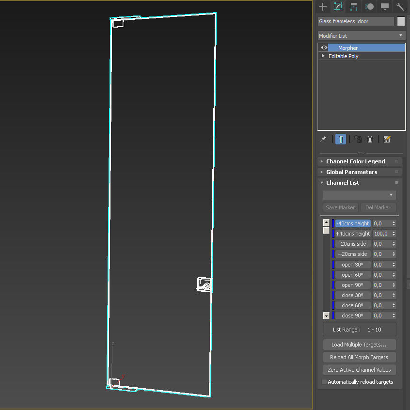 Frameless tempered single glass door 3D model_17