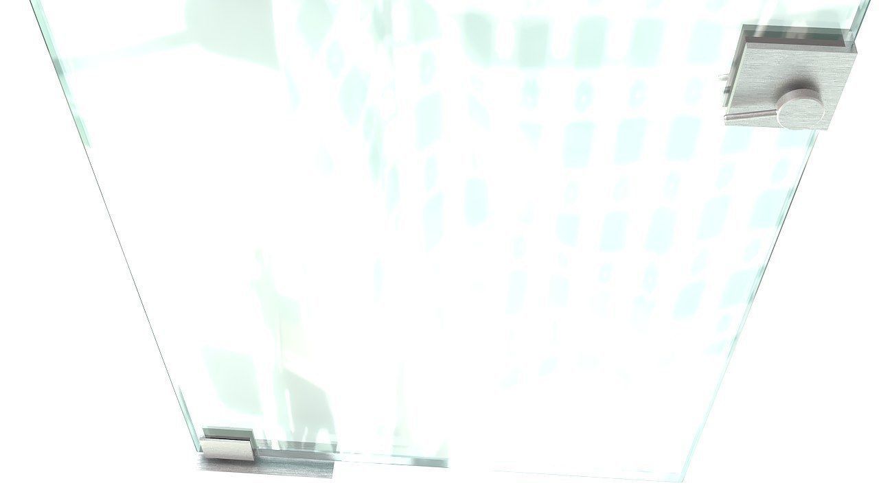 Frameless tempered single glass door 3D model_4