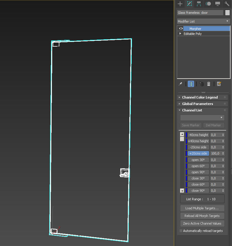 Frameless tempered single glass door 3D model_19