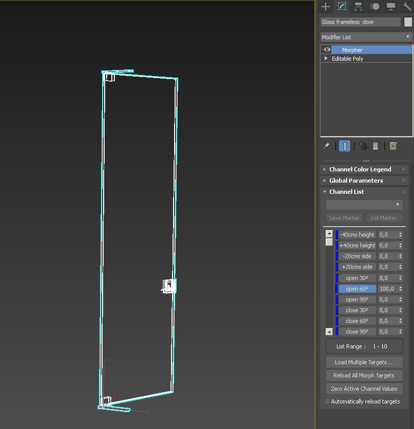 Frameless tempered single glass door 3D model_21