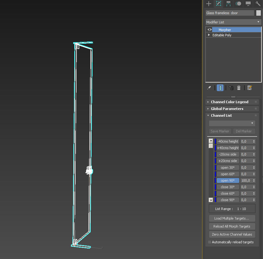 Frameless tempered single glass door 3D model_22