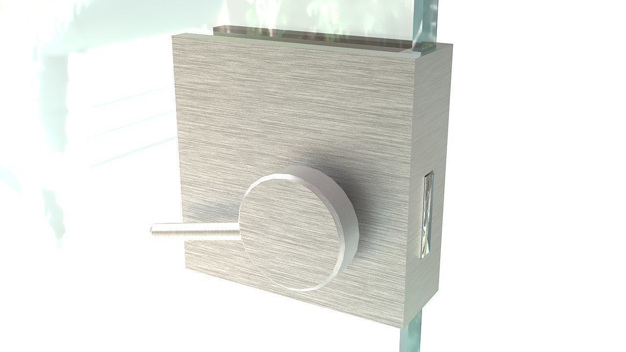 Frameless tempered single glass door 3D model_7