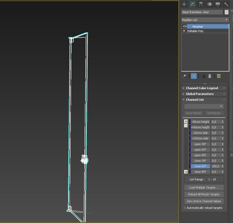 Frameless tempered single glass door 3D model_24