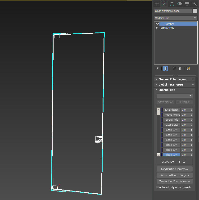 Frameless tempered single glass door 3D model_15