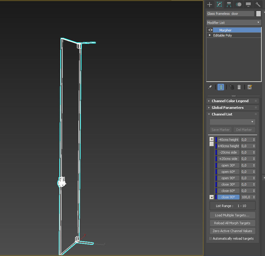 Frameless tempered single glass door 3D model_25