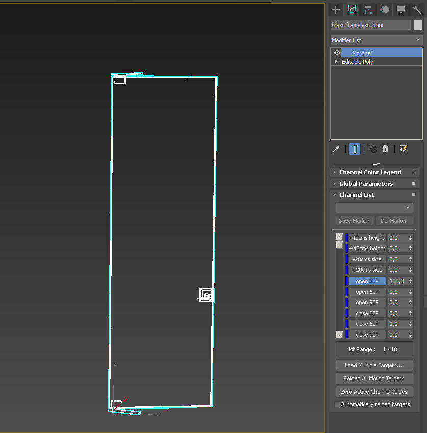 Frameless tempered single glass door 3D model_20