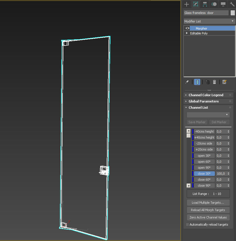 Frameless tempered single glass door 3D model_23