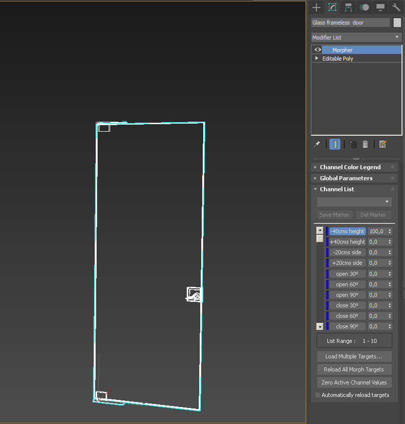 Frameless tempered single glass door 3D model_16