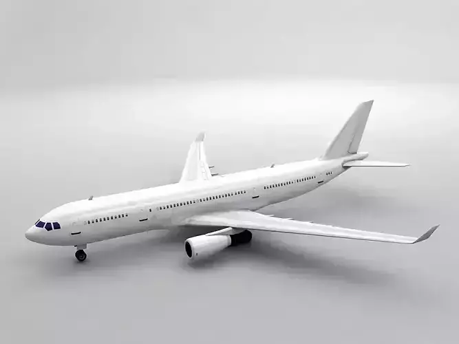  Airbus A330-200 Airliner - Generic White Low-poly 3D model