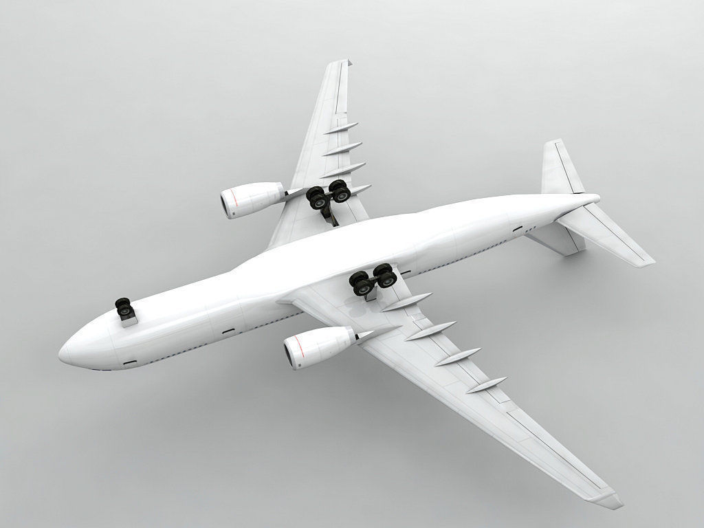 Airbus A330-200 Airliner - Generic White Low-poly 3D model_1