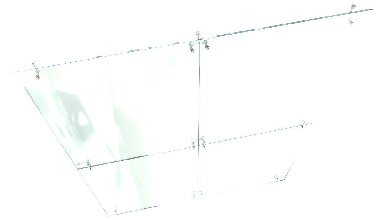 Frameless glass curtain wall 3D model_2