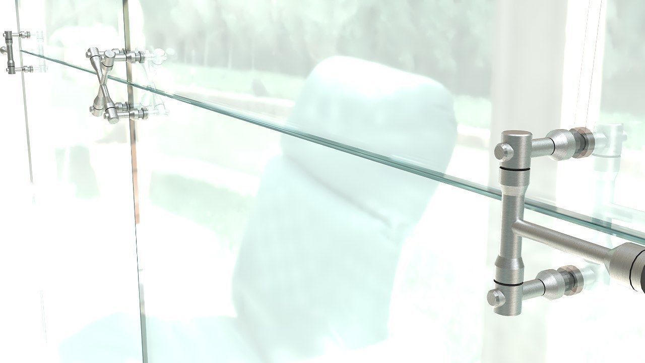 Frameless glass curtain wall 3D model_6