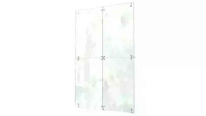 Frameless glass curtain wall 3D model