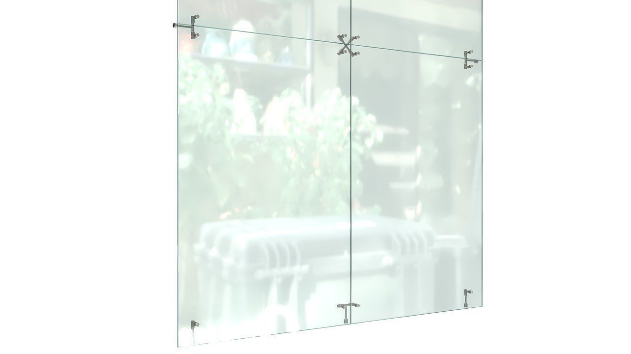 Frameless glass curtain wall 3D model_3