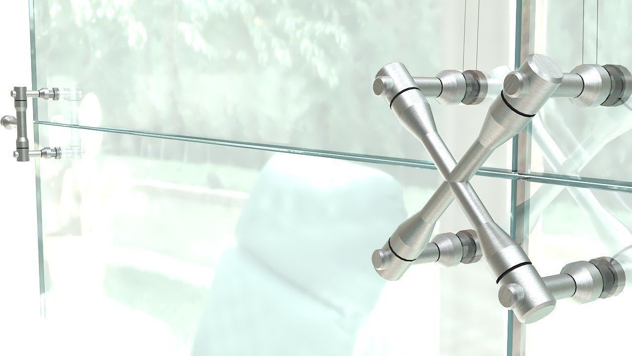 Frameless glass curtain wall 3D model_7