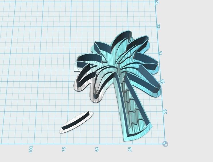 Coconut tree cookie cutter and stamp 3D print model_1