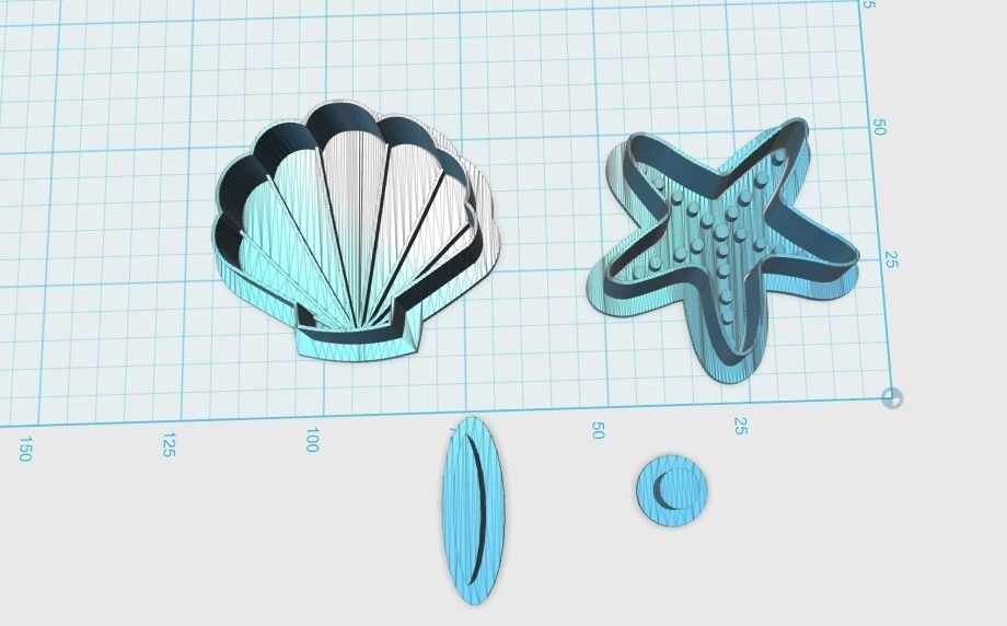  Scallop and  Starfish cookie cutter with stamp 3D print model_1
