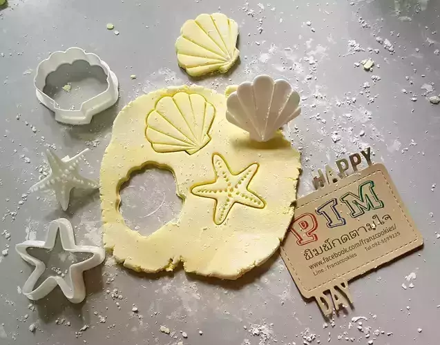  Scallop and  Starfish cookie cutter with stamp 3D print model