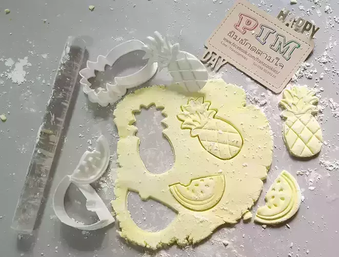  pineapple and watermelon cookie cutter with stamp