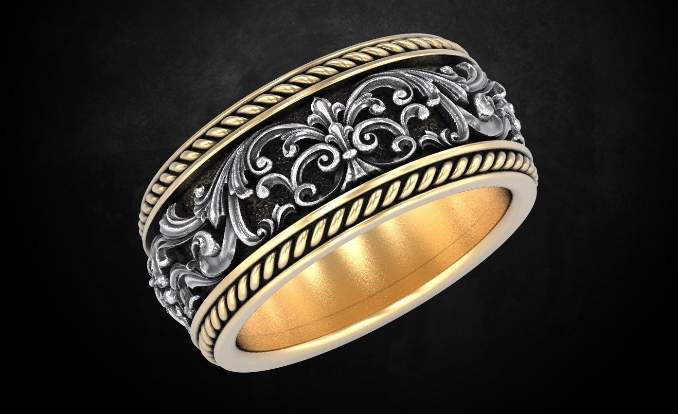 Ring with patterns from two colors is very beautiful 259 3D print model_1