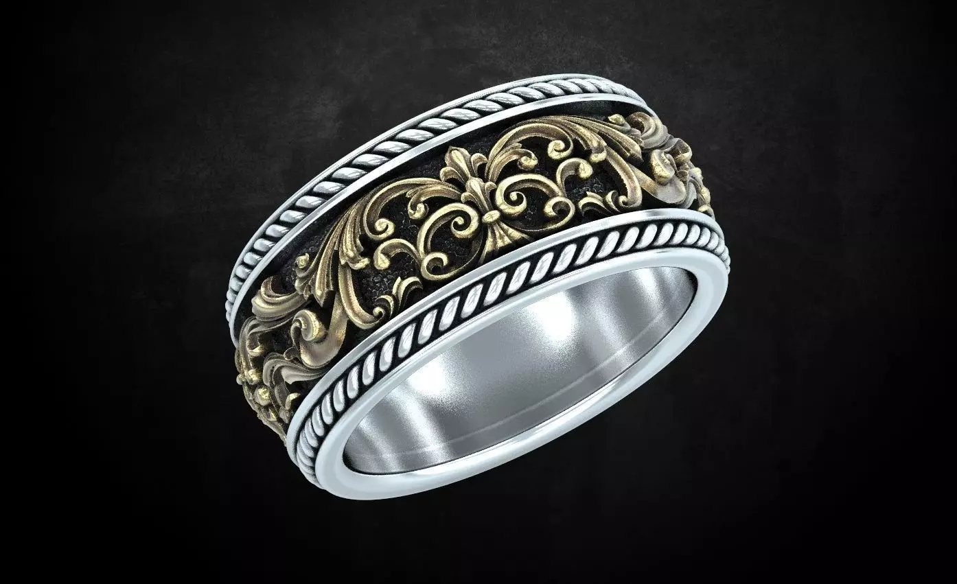 Ring with patterns from two colors is very beautiful 259 3D print model_0
