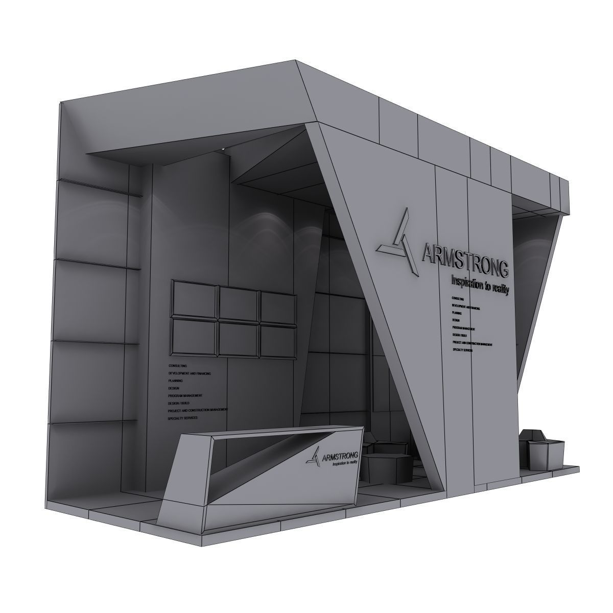  Armstrong Exhibition Booth Low-poly 3D model_4