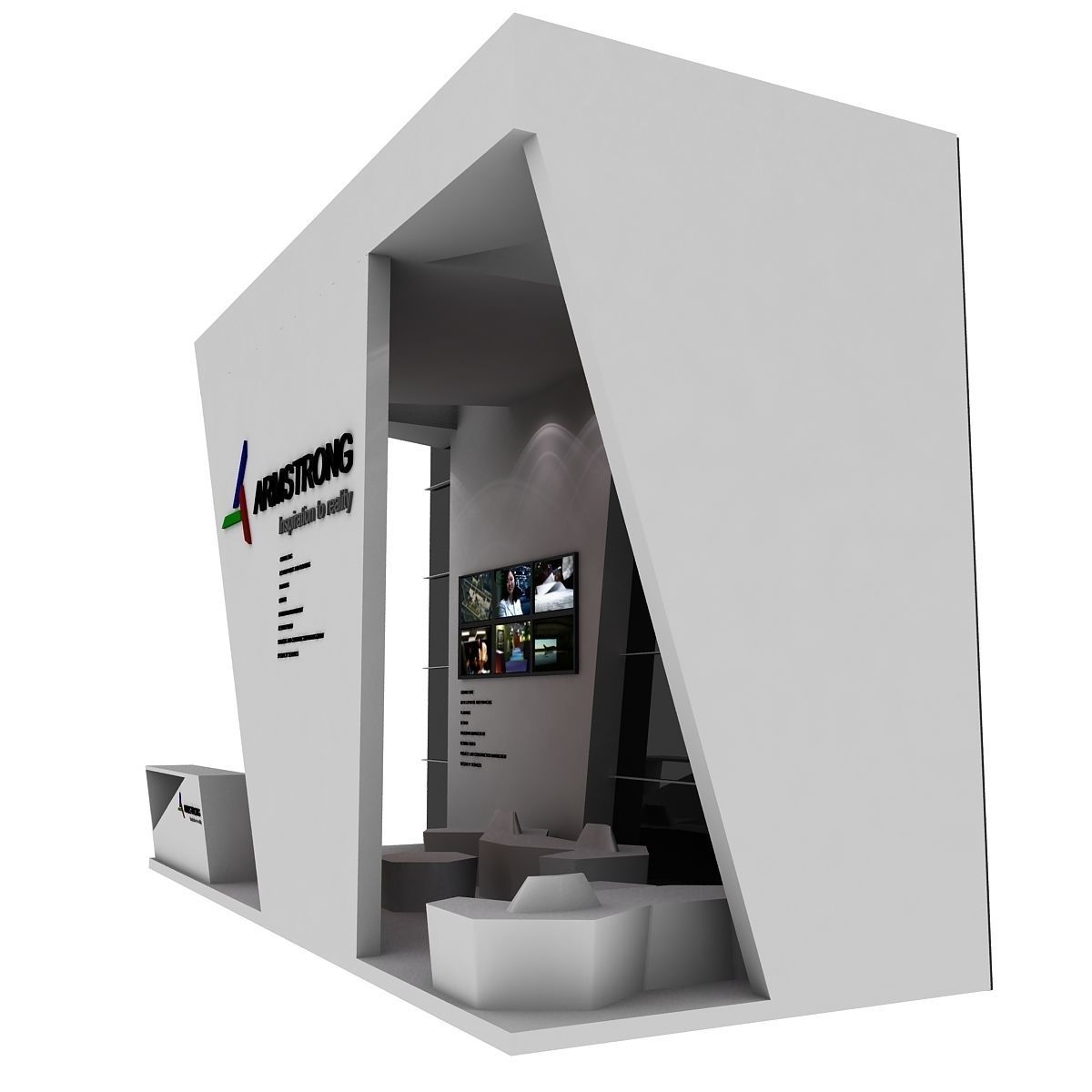  Armstrong Exhibition Booth Low-poly 3D model_1