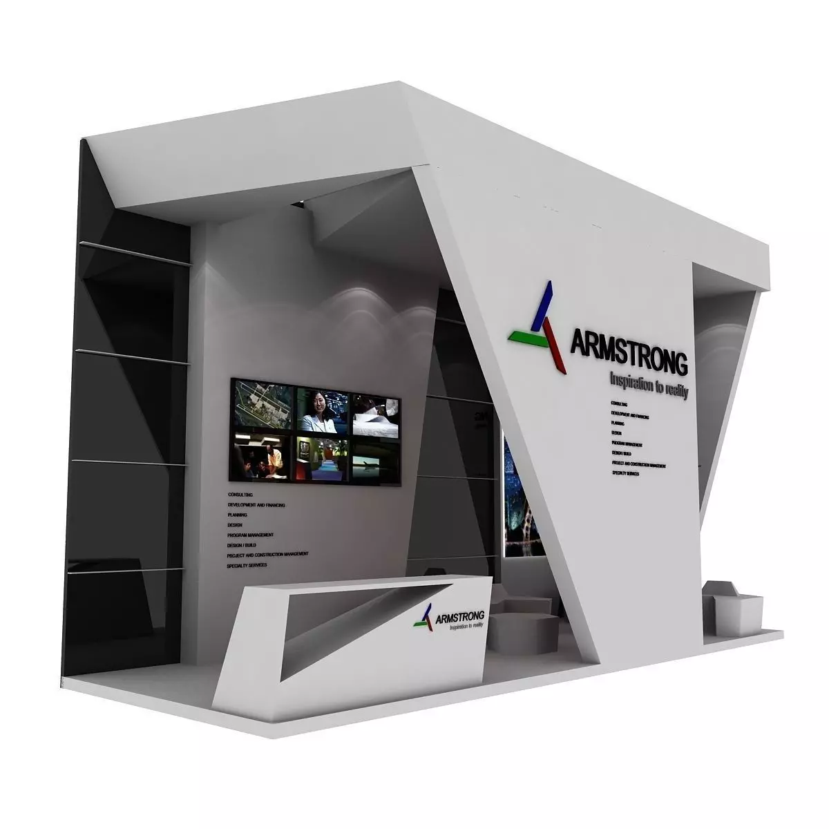  Armstrong Exhibition Booth Low-poly 3D model_0